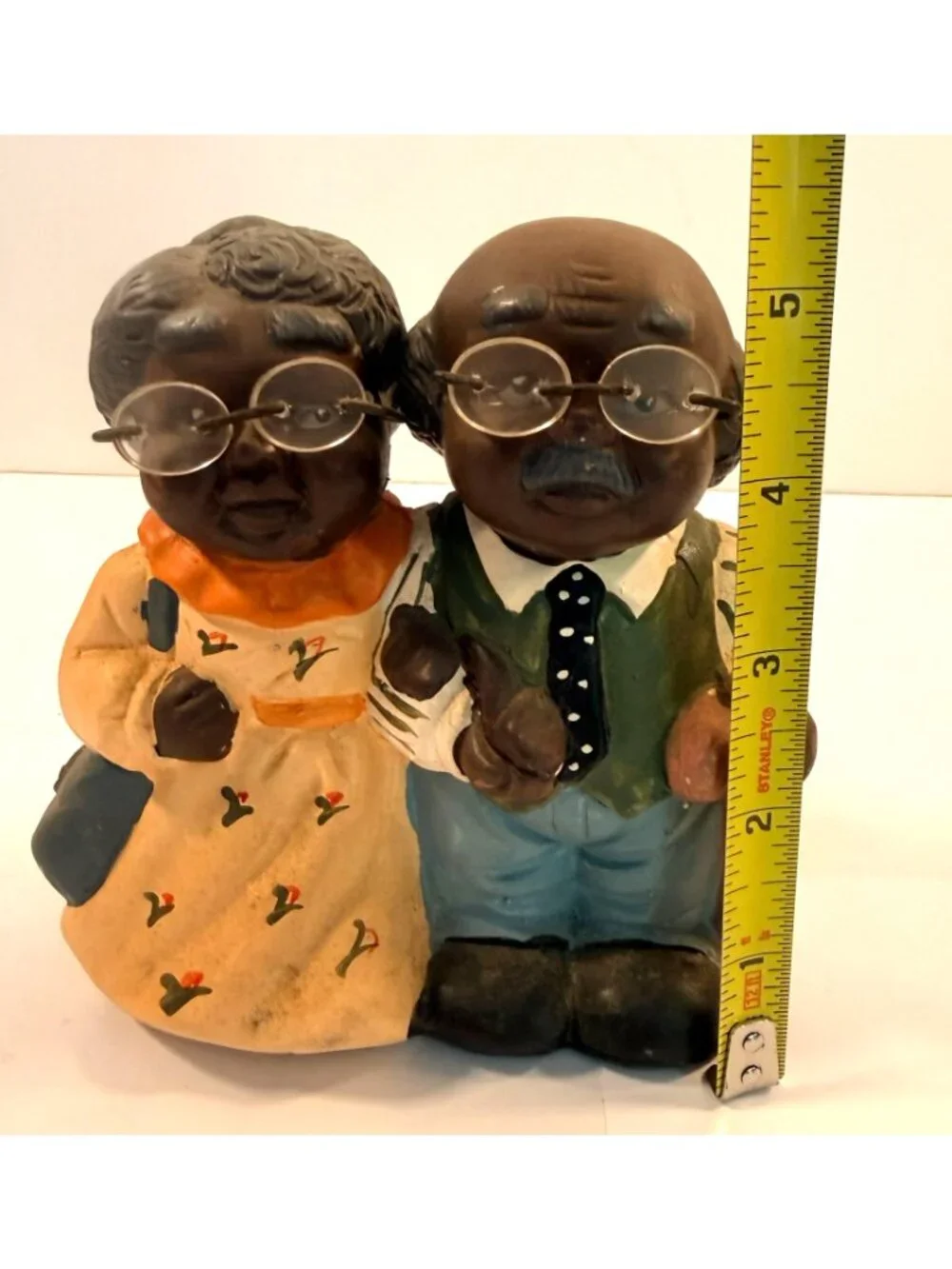 Vintage African American Elderly Couple Cute Old People Man Woman Figurine